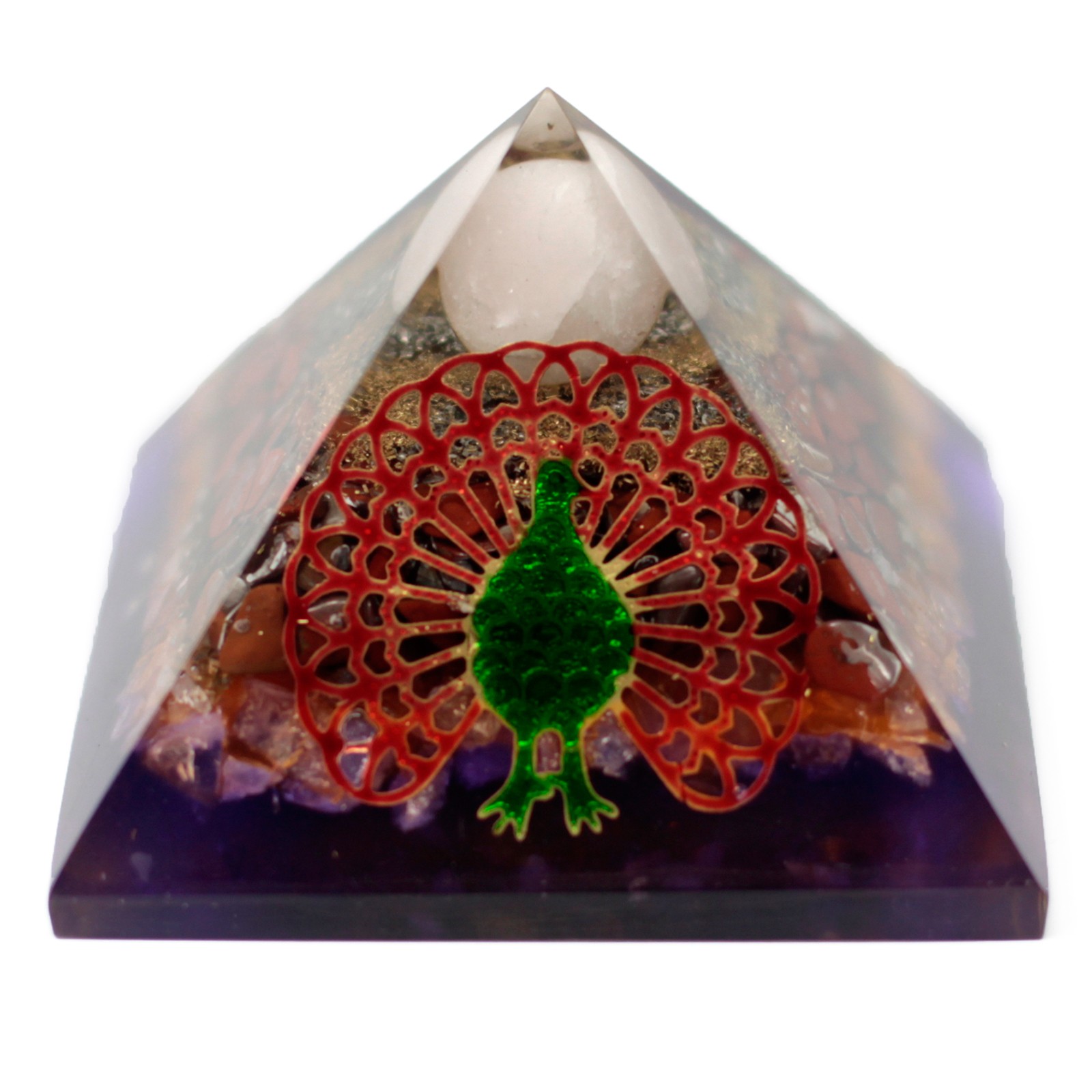 Lrg Organite Pyramid 80mm – Peacock