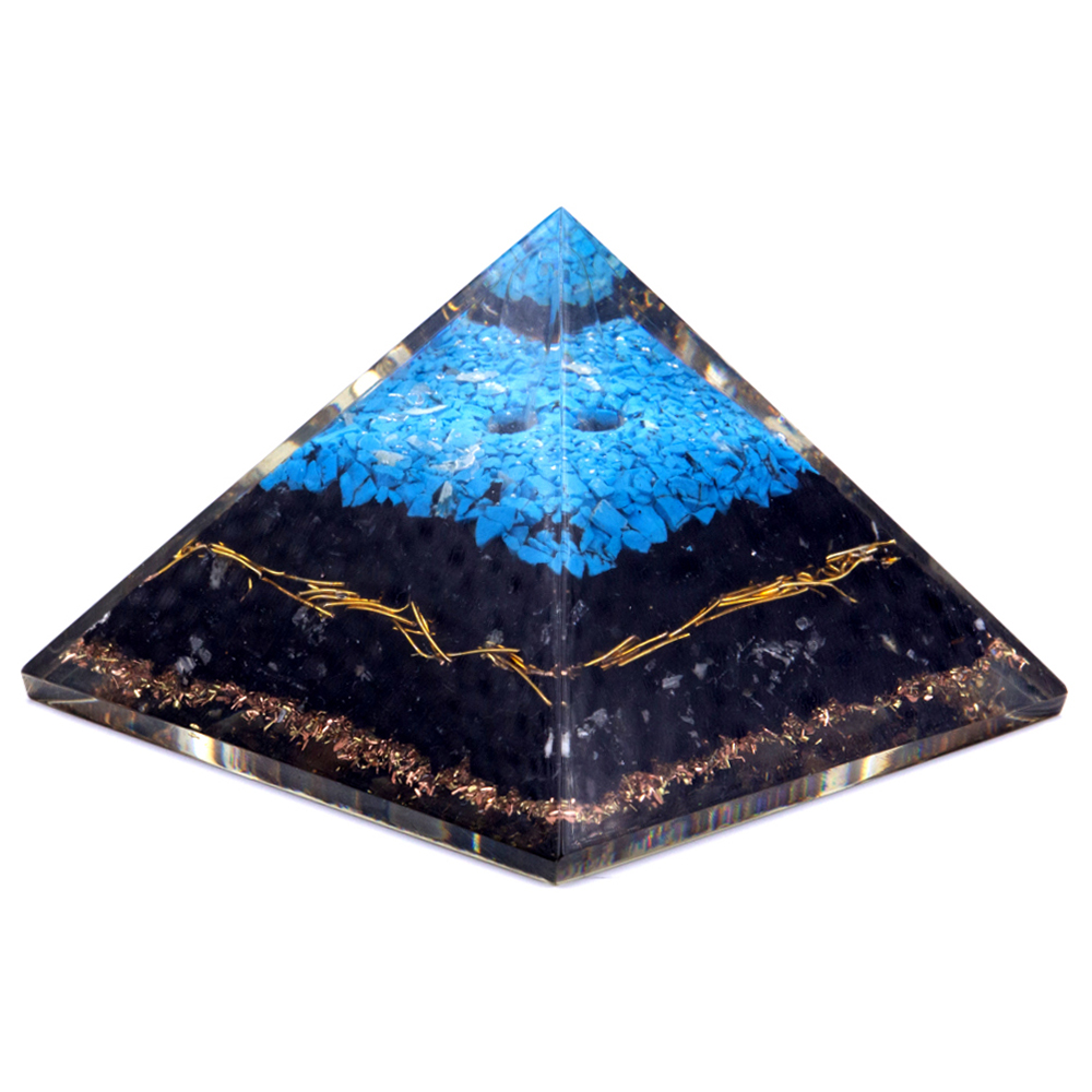 Orgonite Pyramid – Turqoise and Black Tourmaline – 70 mm